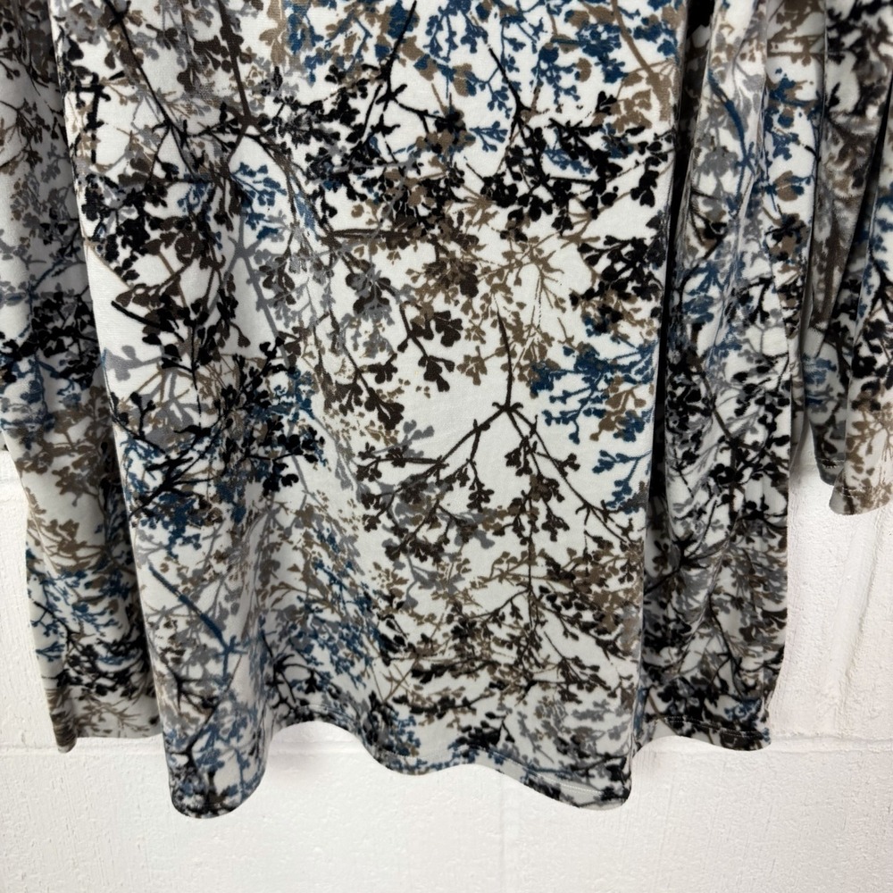 Pure Jill J Jill Shift Velour Dress SZ XL Vine Floral Print Soft Cozy Fall Cabin - Picture 5 of 12